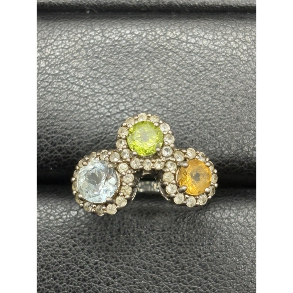 EUC Sterling Silver Topaz Peridot Citrine Ring 5 Grams Size 6.25 H4